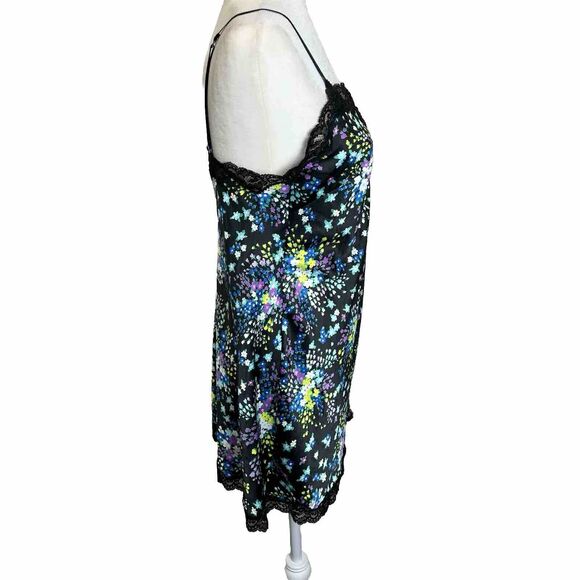 Y2K Victoria's Secret Floral Satin Lace Mini Slip Dress Size Medium Silver Tag - Picture 4 of 10